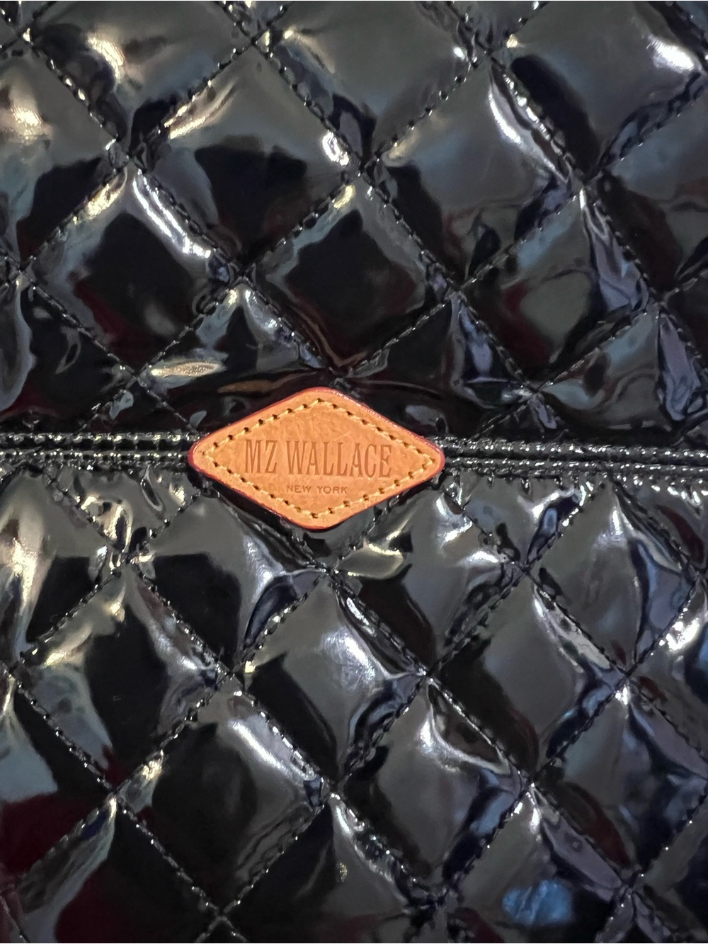 Quilted Patent Tote Bag - Black - Picture 3 of 5